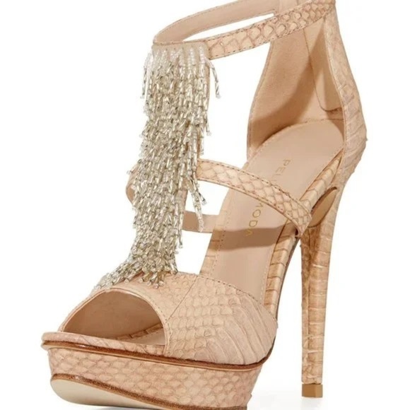 Pelle Moda | Beaded Fringe Sandal with 5” Stiletto Heel - Picture 1 of 9